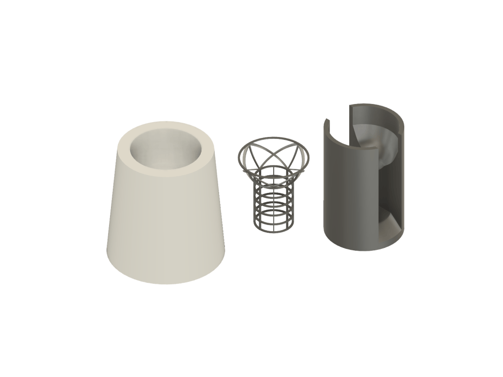 Whipped cream can holder, rear three-quarter view